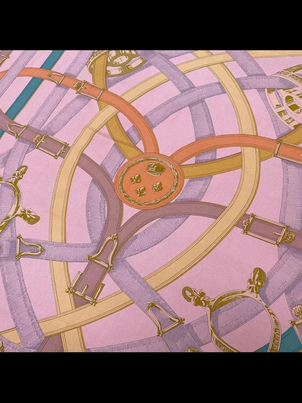 Hermès Paris Silk Scarf - Pink with Teal & Gold Equine Motif